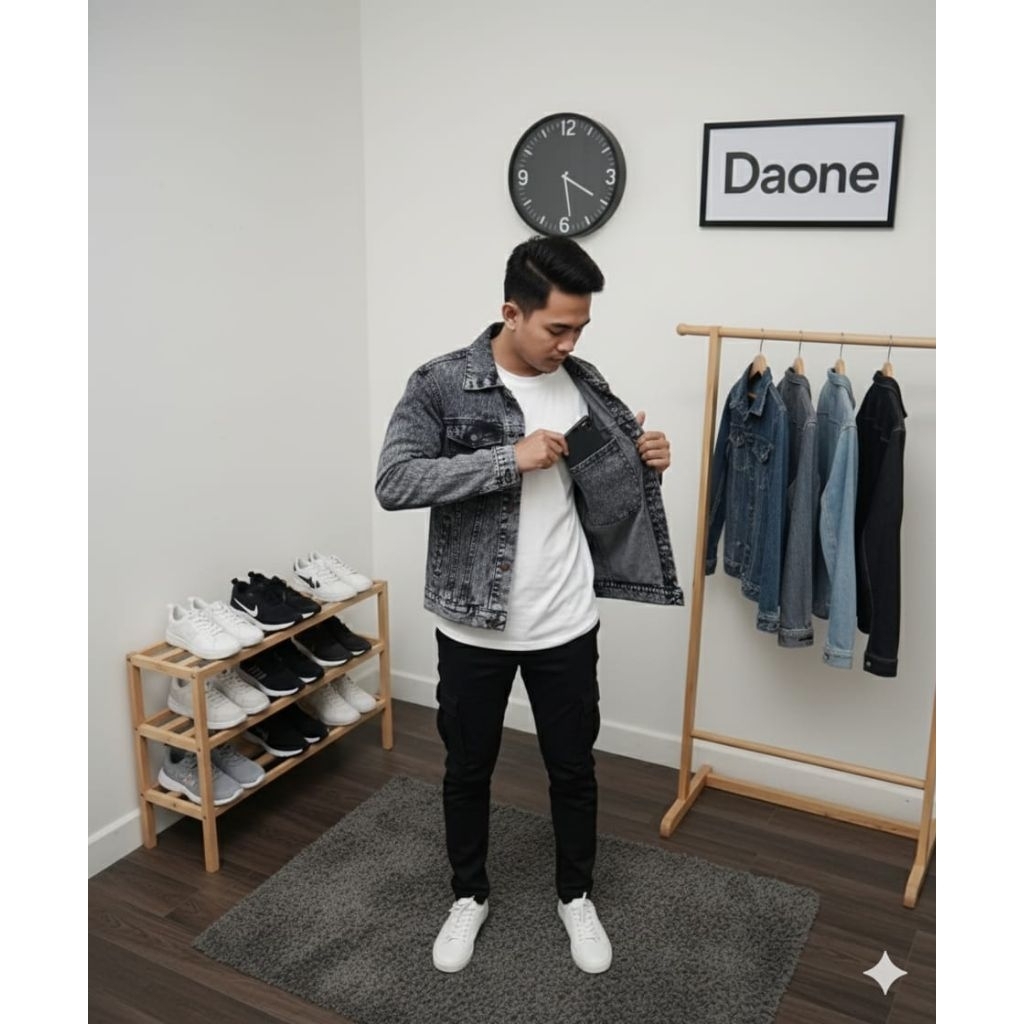 Daone Jaket Jeans Denim Pria Black Wash