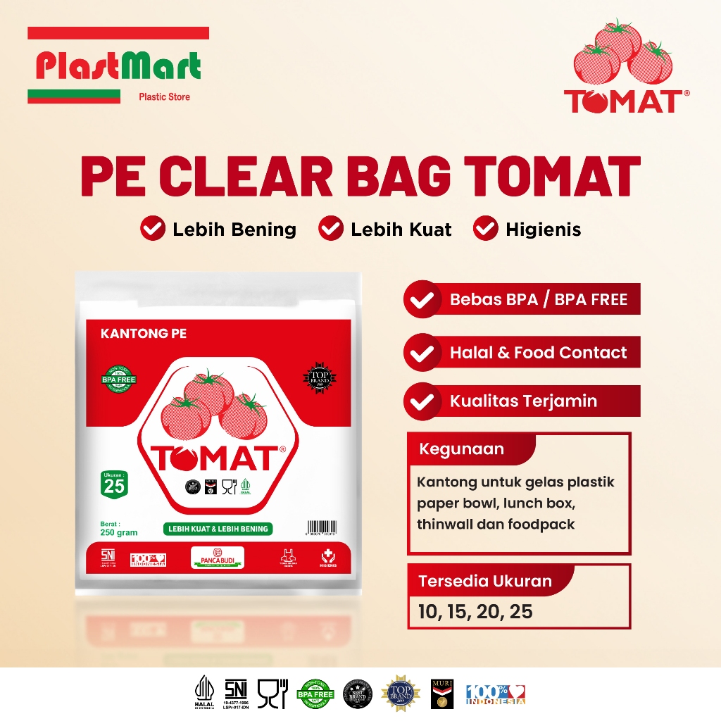 Kantong Belanja PE Tomat / Plastik Kresek PE / Kantong Plastik Bening