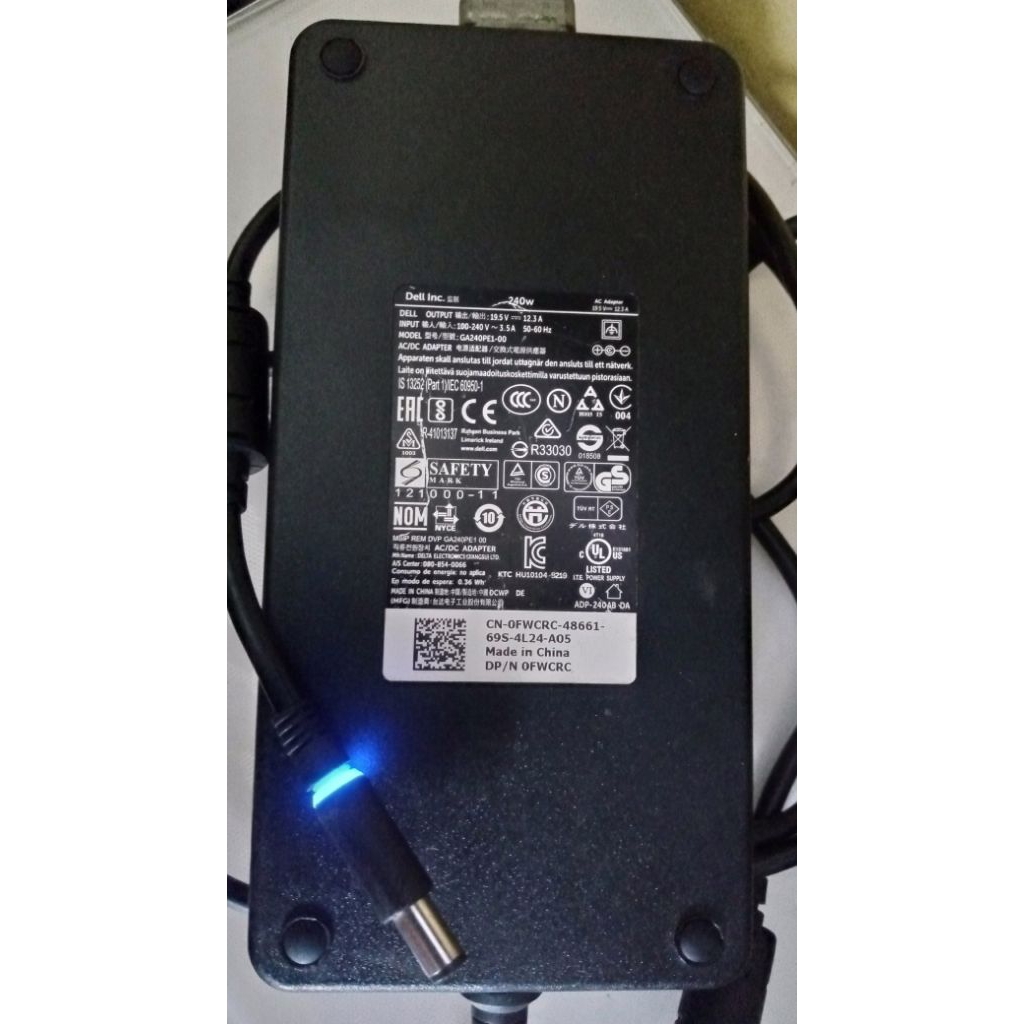 Charger DELL_19.5V-12.3A_240 WATT_OFWCRC_GENUINE ORIGINAL_SEKEN_LIKE NEW
