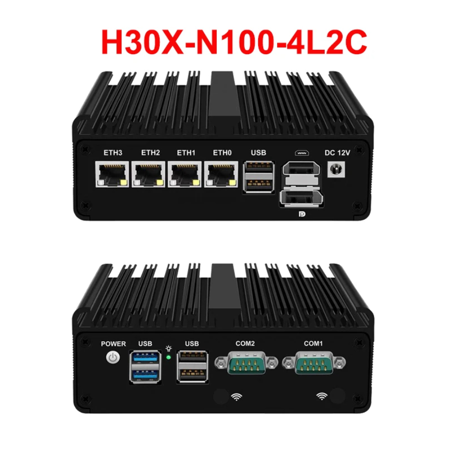 Industrial Mini PC BKHD H30X Intel Gen13 N150 Fanless NVMe 4Port LAN 2.5G 2COM RS232 Router Linux Wi