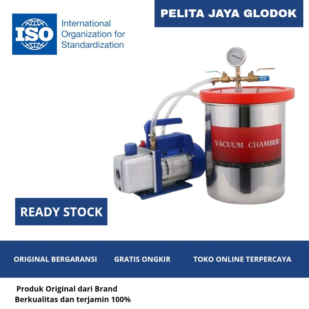 Vacuum Chamber 9 galon (34 L) + Vacuum Pump 1 hp