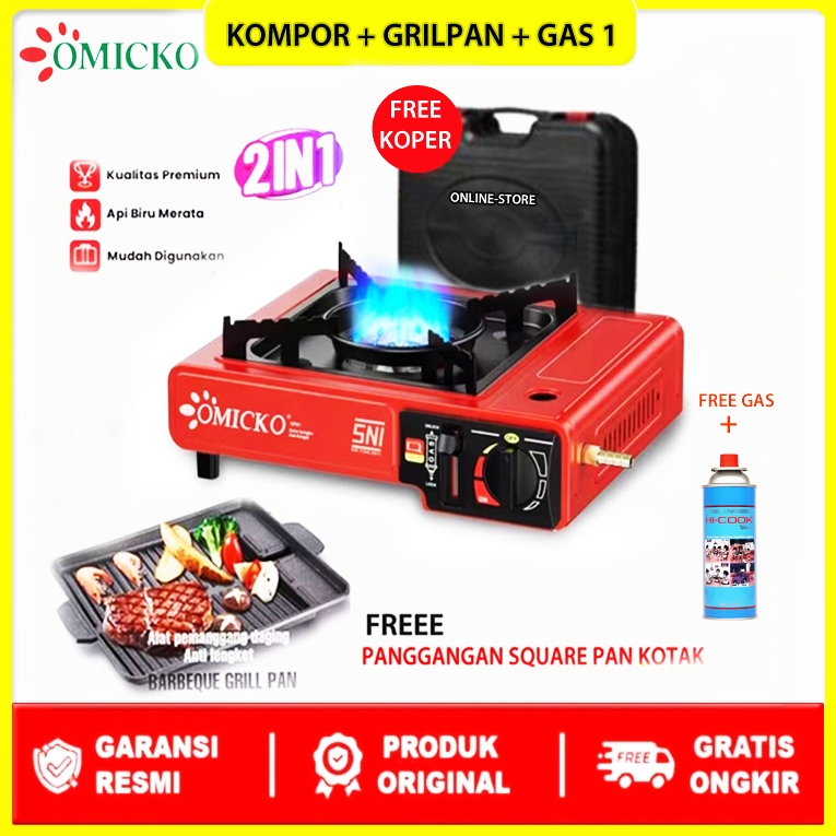 Kompor Gas Portable 2 In 1 Kompor Portable Tungku Gas Paket Grill Portable