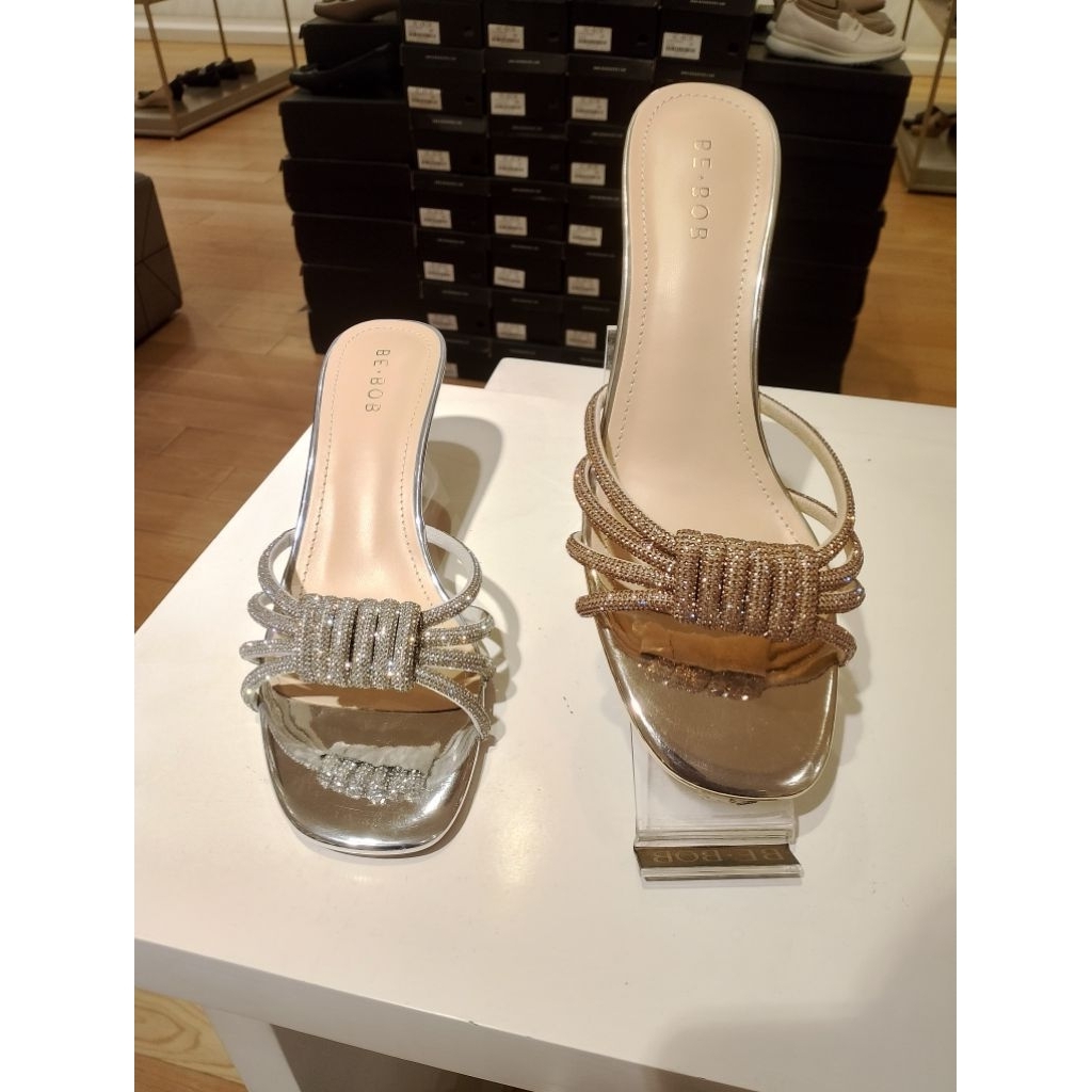 BE BOB ‼️ sandal wanita pesta wedges 7cm mewah blink blink
