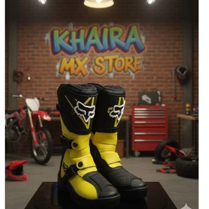 Sepatu Trail motocross anak/boots safety kids yellow black