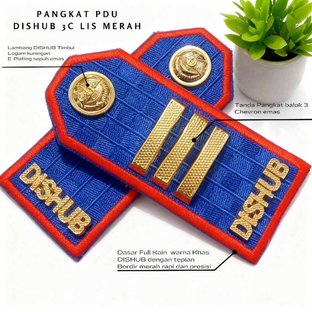PANGKAT PDU DISHUB 3C LIS MERAH FORMAL ELEGAN