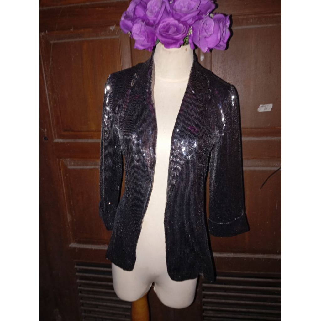 silver sequin full blazer