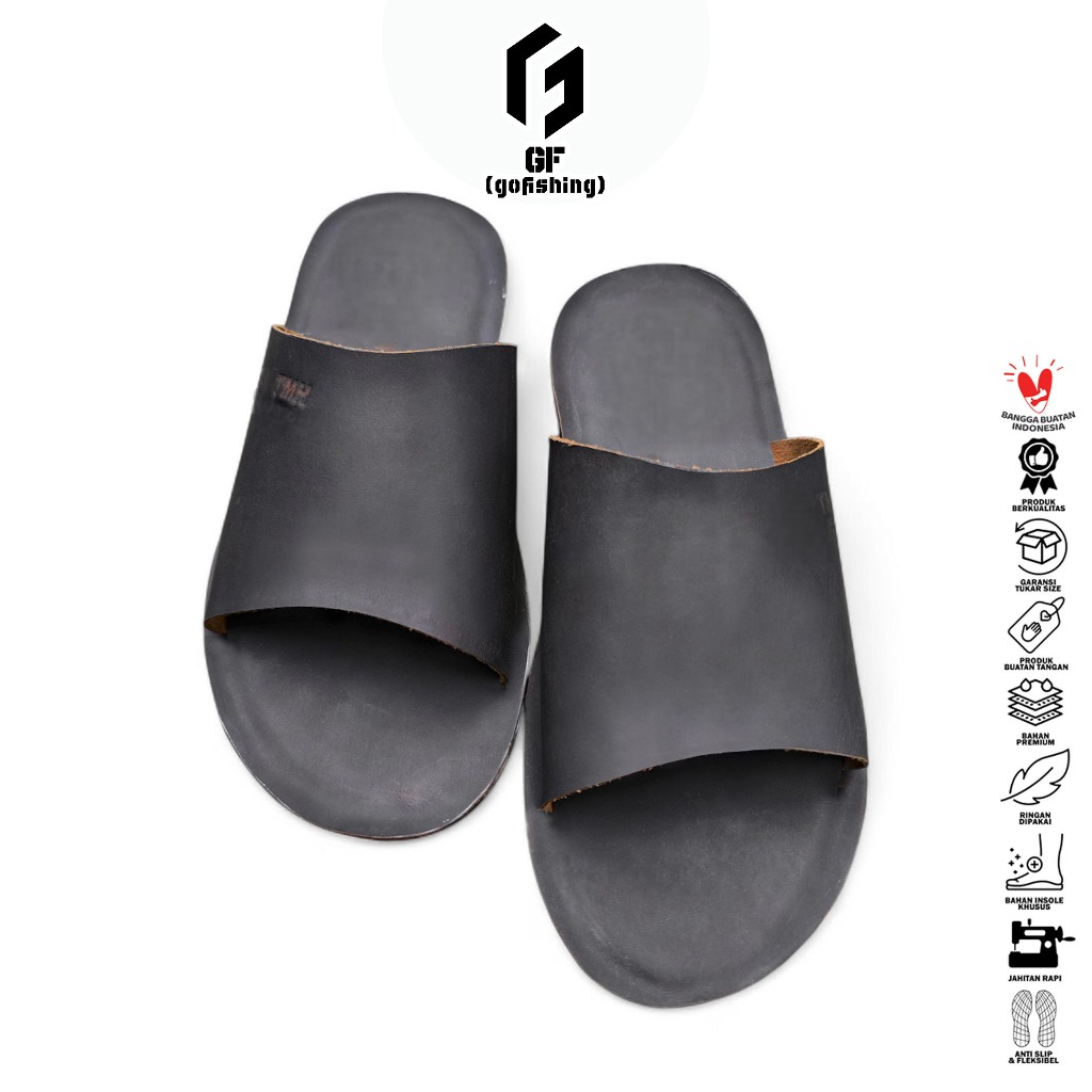 GF Sandal Pria Sandal Cowok (Sandal Kulit Sapi) Sandal Slide SD-11 Kulit Sapi Asli