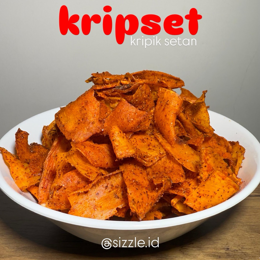 Kripik setan/kripset/kripik setan pedas-cemilan pedas
