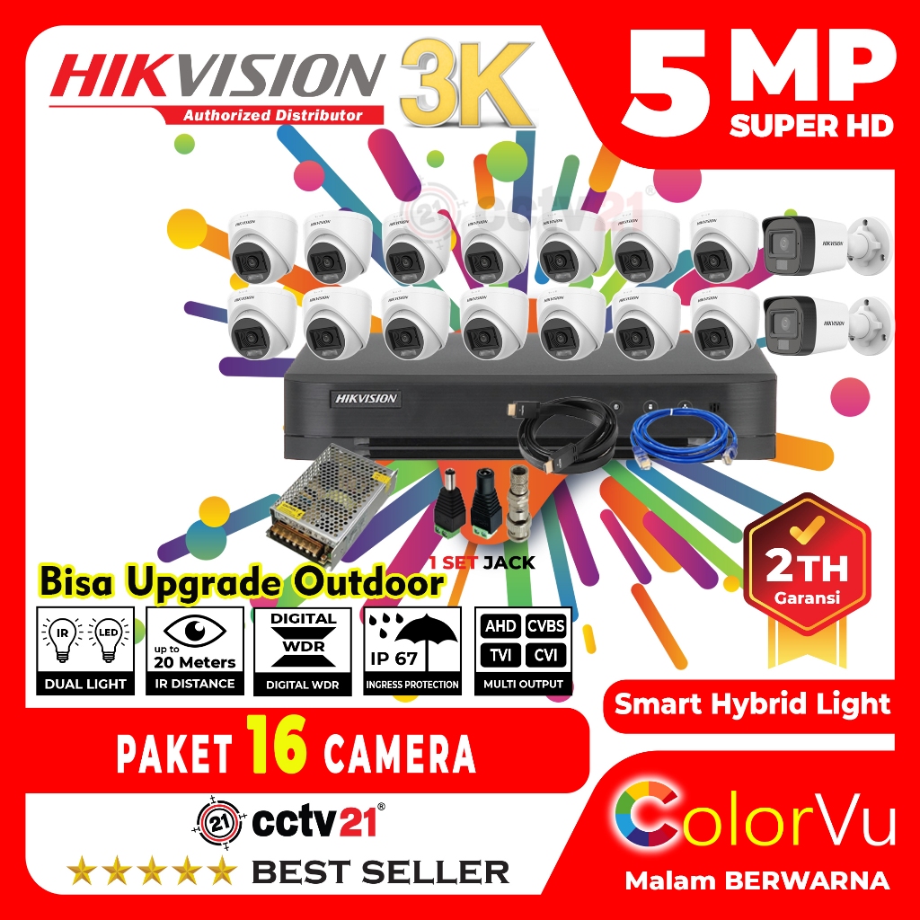 Paket CCTV HIKVISION 5MP 3K 16 Channel Camera / 16CH Promo CCTV21
