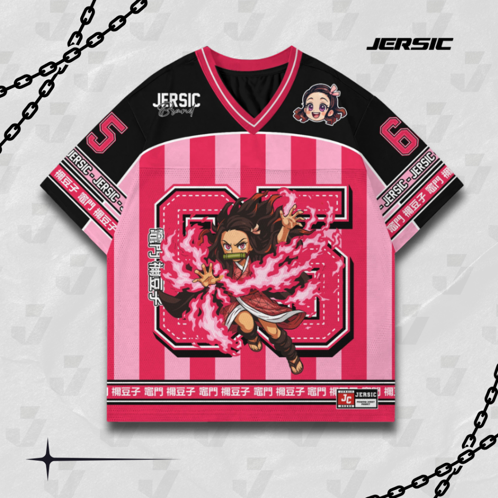 Jersey Demon Slayer Nezuko 65 Outfit Kaos Oversize Unisex Pria Wanita Sport - Jersic