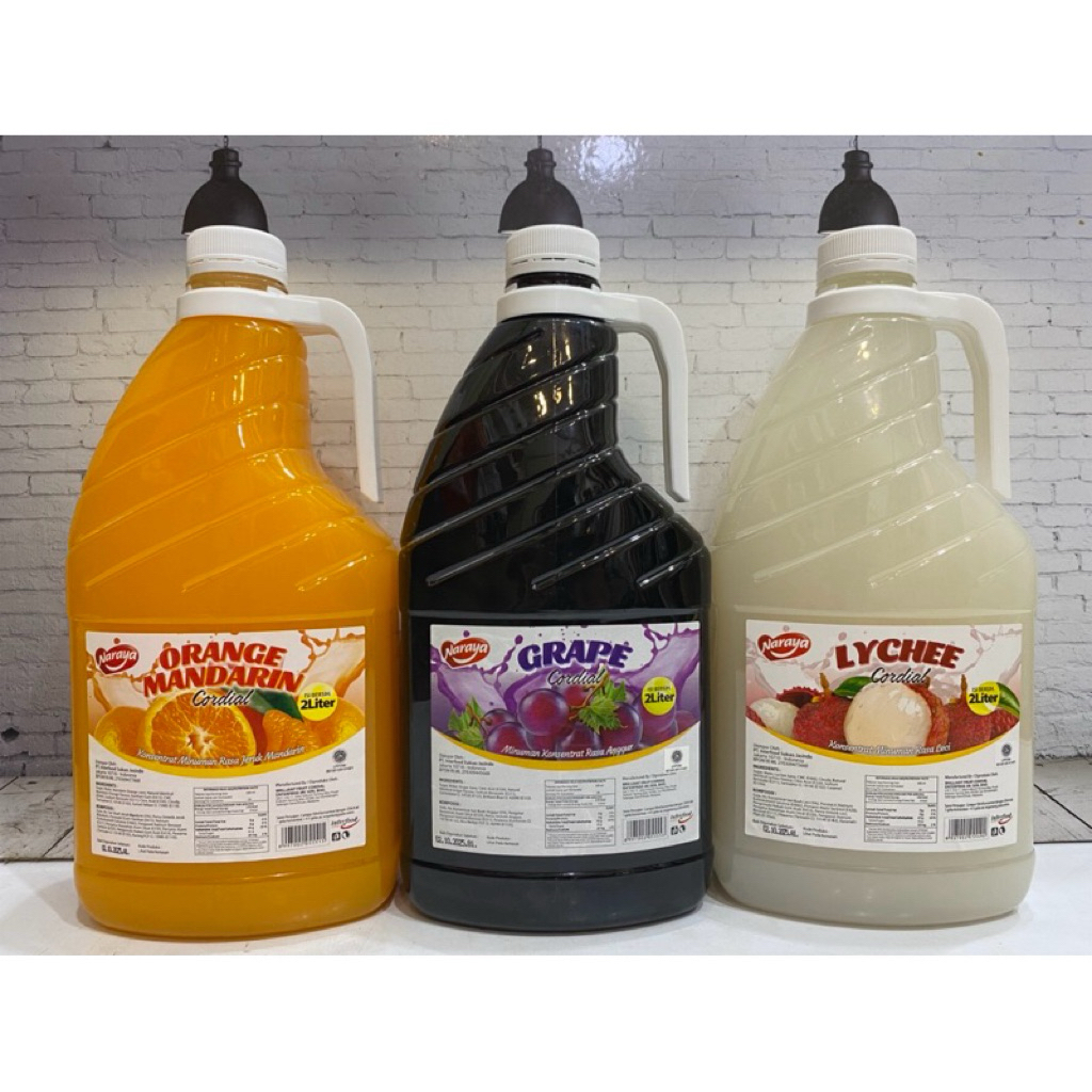 Sirup Naraya 2 Liter Rasa Anggur / Leci / Jeruk Mandarin cordial naraya