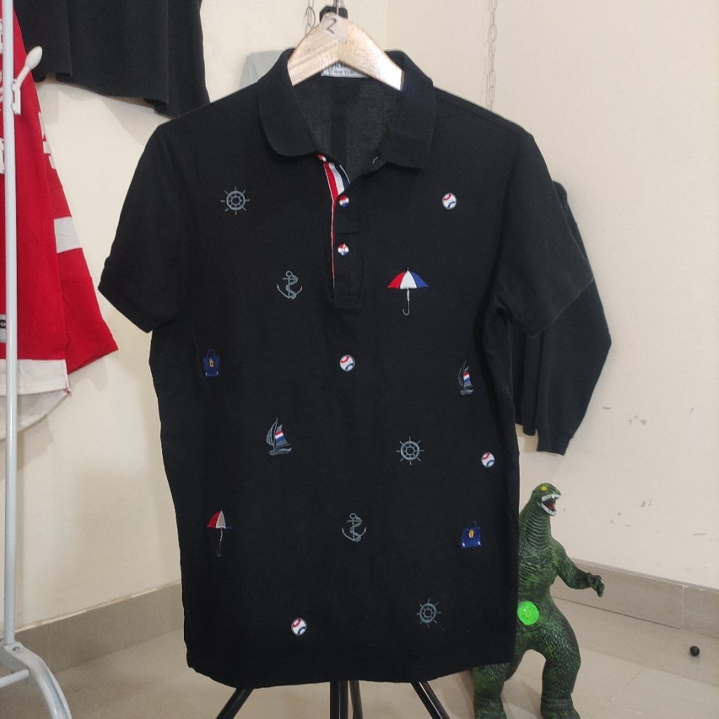 Kaos Polo Thom Browne Thombrowne Black Size M Fit L