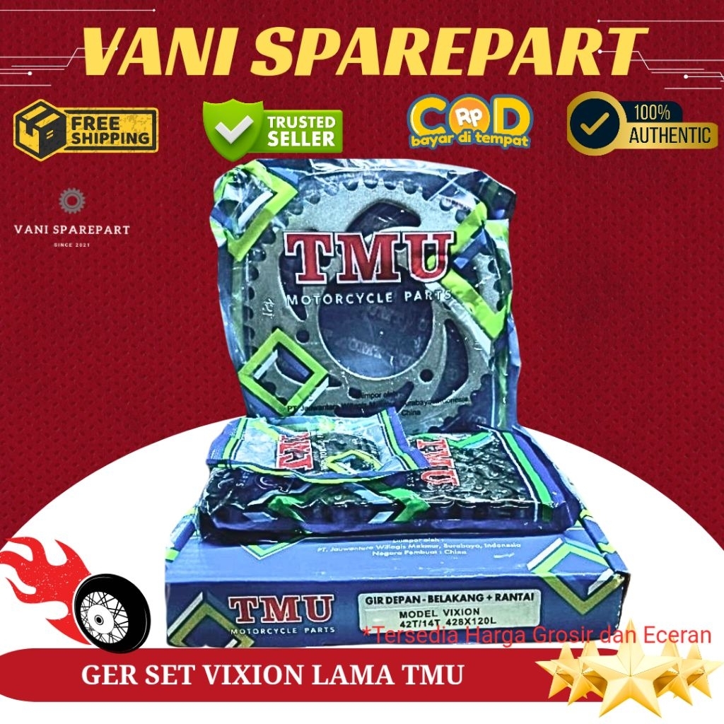GER GEAR SET GEAR DEPAN BELAKANG RANTAI RANTE SET VIXION LAMA TMU