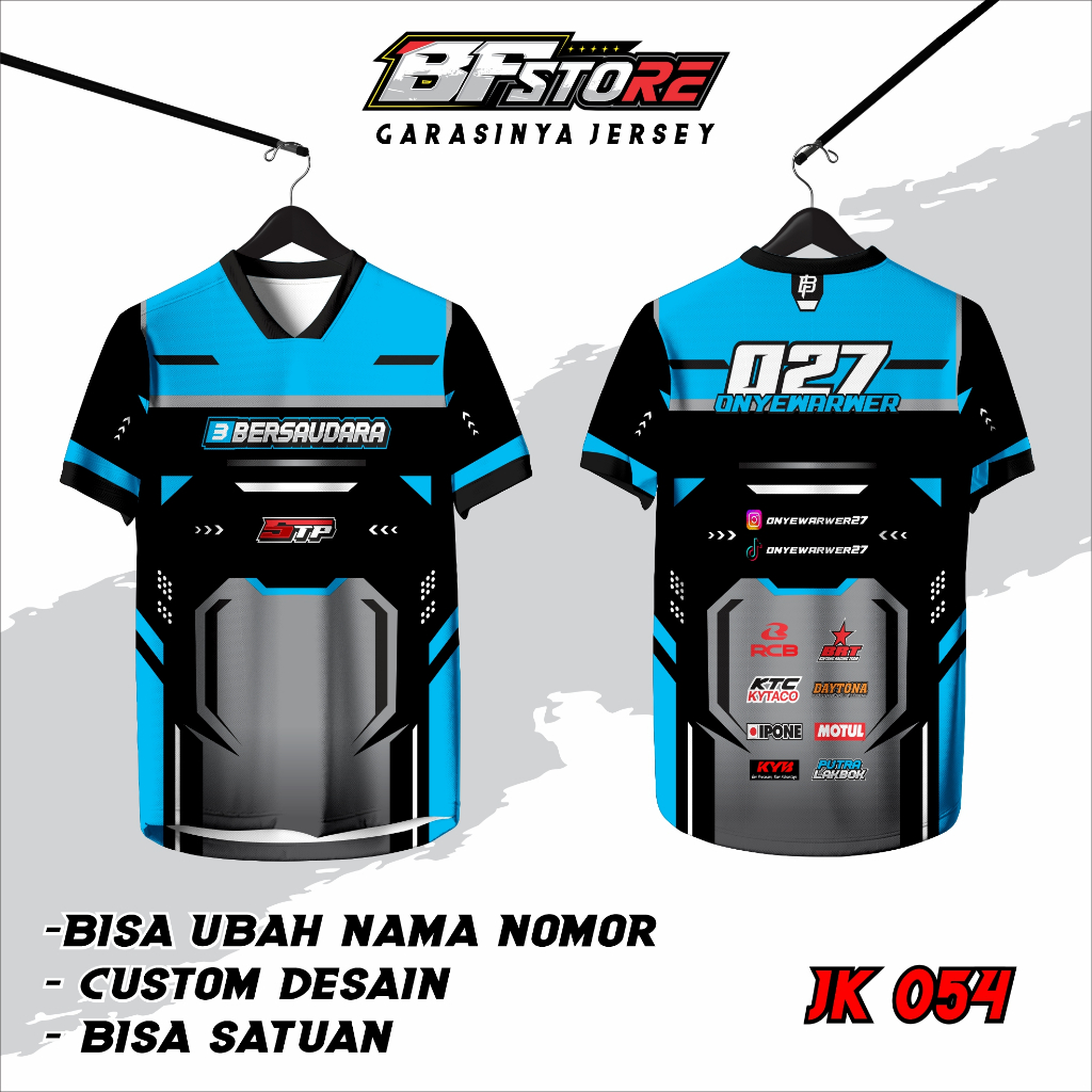 JK054 - Jersey Custom Racing Full Printing / Baju Jersey Balap Motor Drag Race