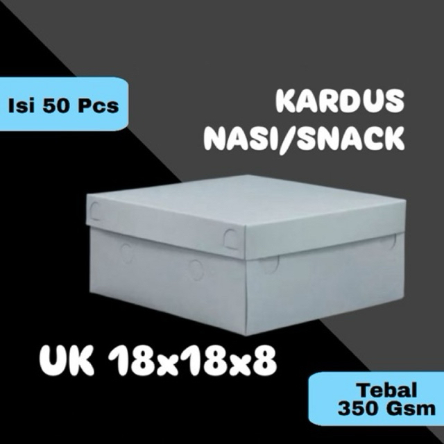DUS NASI/DUS SNACK UK 18x18x8 || KARDUS NASI PUTIH POLOS || DUS SNACK TEBAL ||