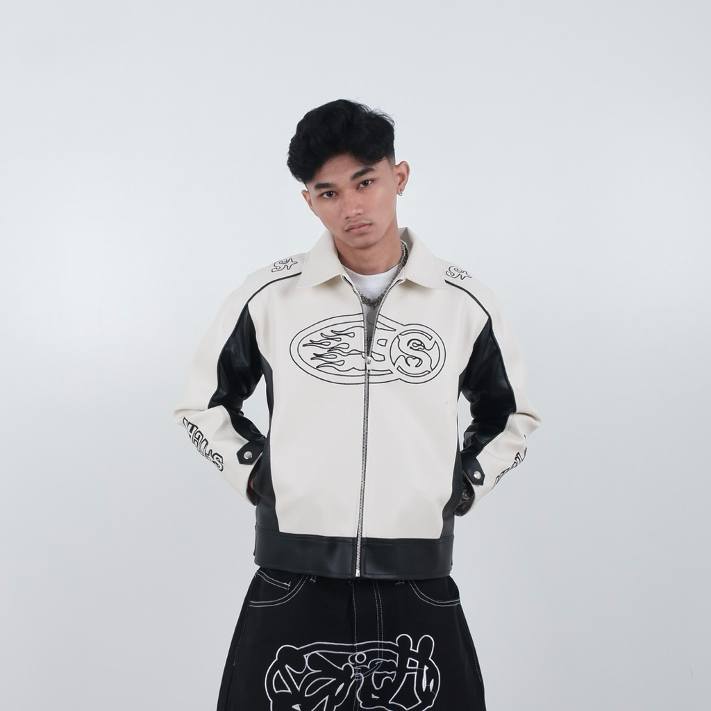 Sanchi Studios - Leather Jacket Boxy Luxe Hide White Unisex