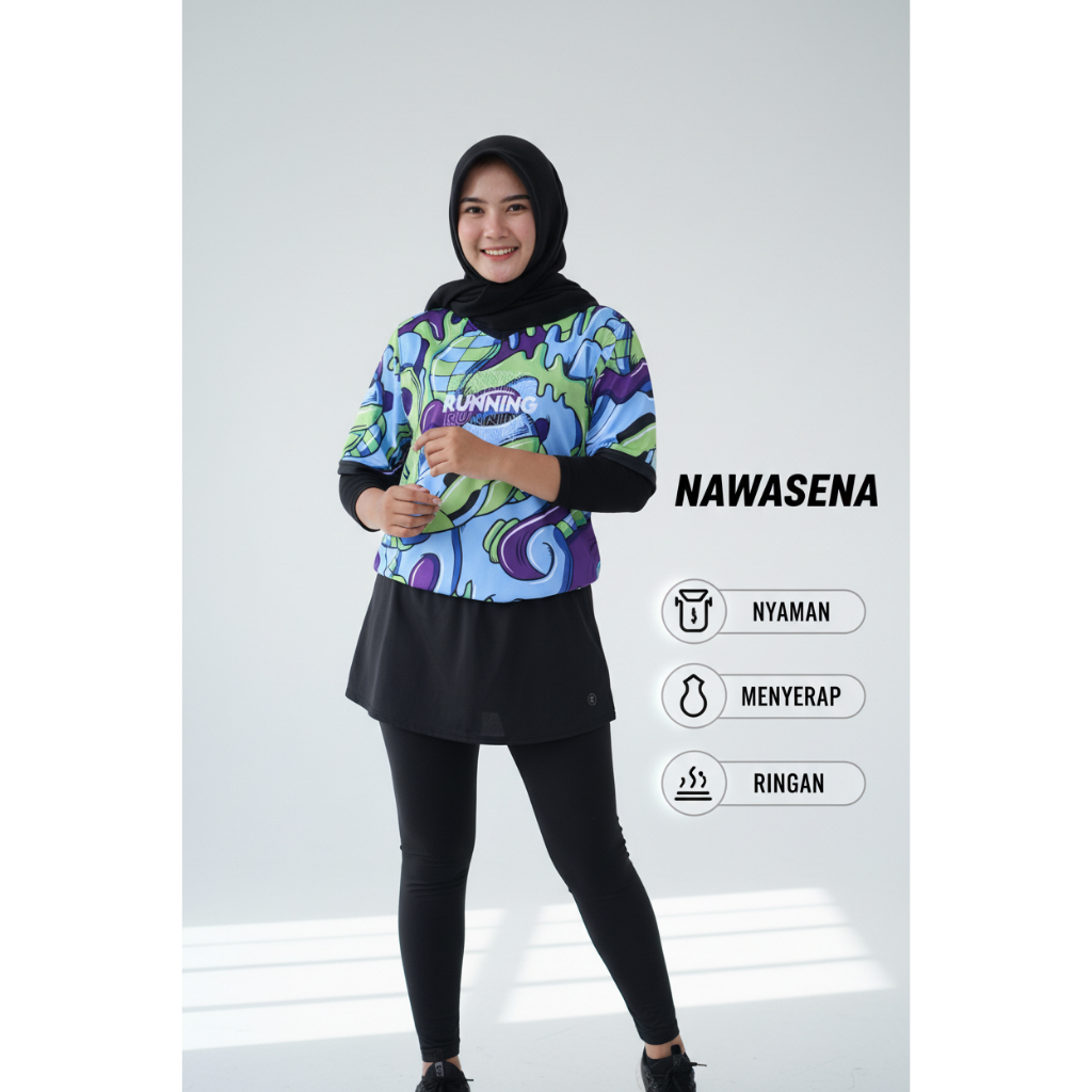 Baju Jersey Running, jersey gym, jersey lari wanita Full Printing 04
