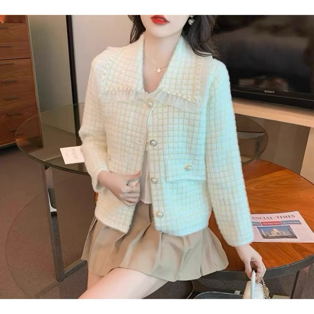 CARDIGAN TWEED PREMIUM LUCU KOREA NEW
