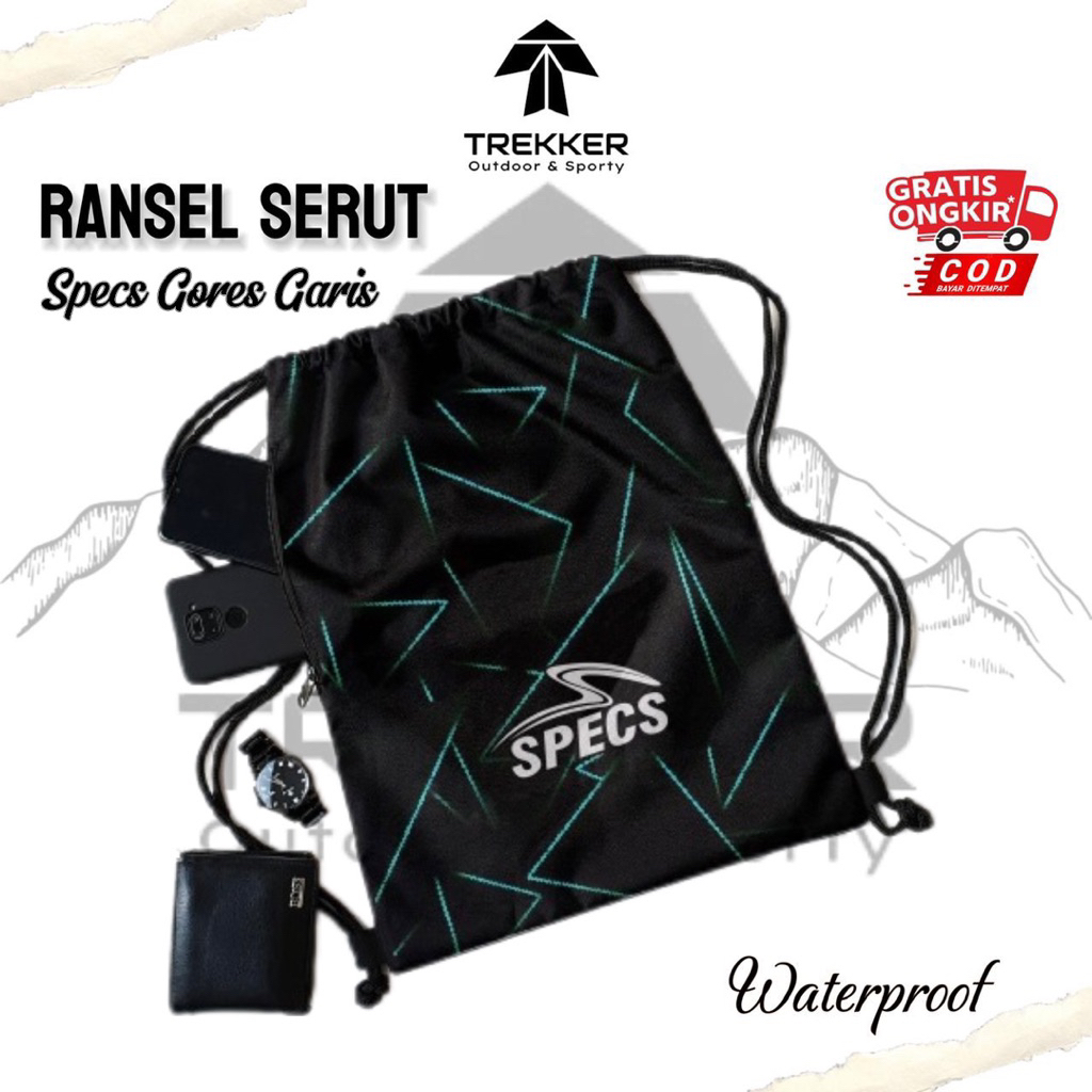 Tas Serut Futsal Gymsack String Bag Sport Specs Pria Wanita Tas Sepatu Travel Multifungsi