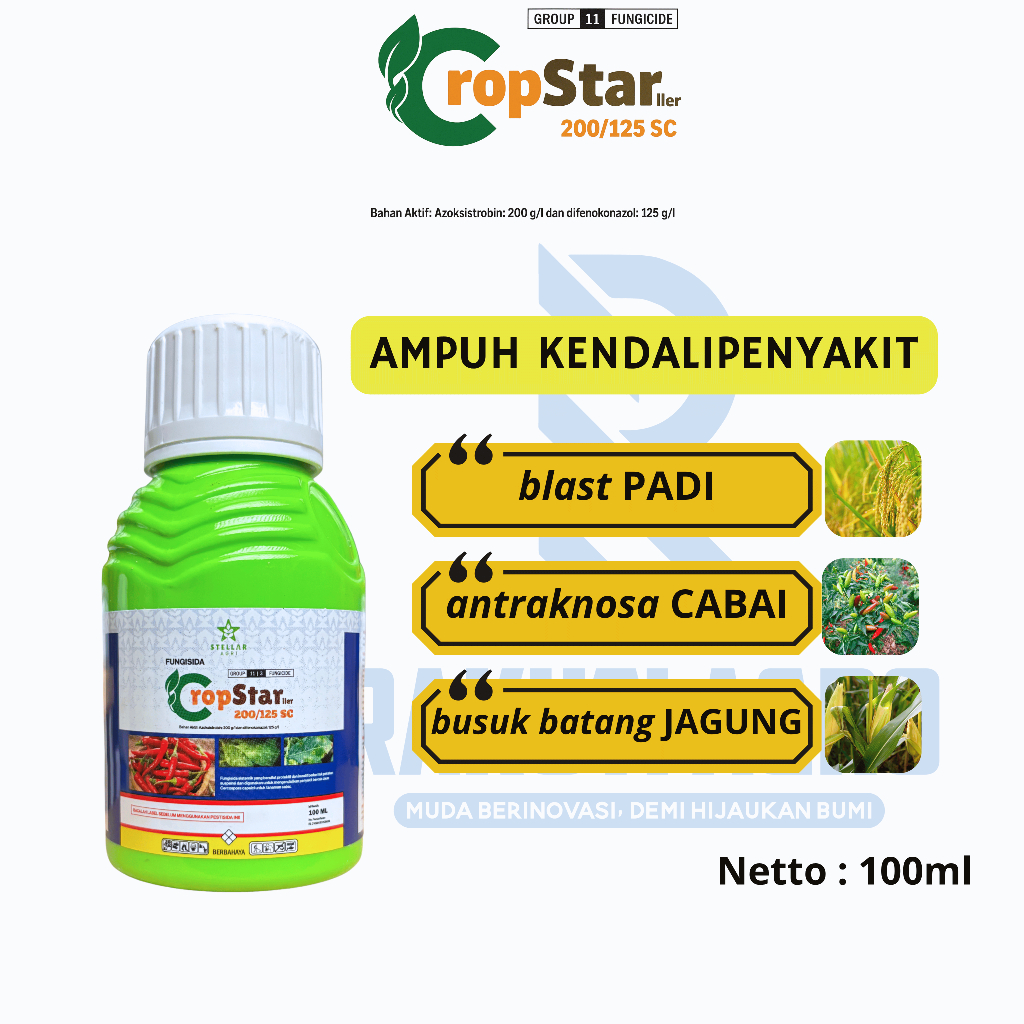 CropStar 200/125SC - Fungisida Ampuh Sistemik, Protektif, Kuratif Untuk Tanaman Padi, Buah Cabai, Bu