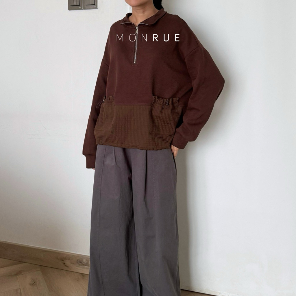 MONRUE Juna Half Zip Sweatshirt