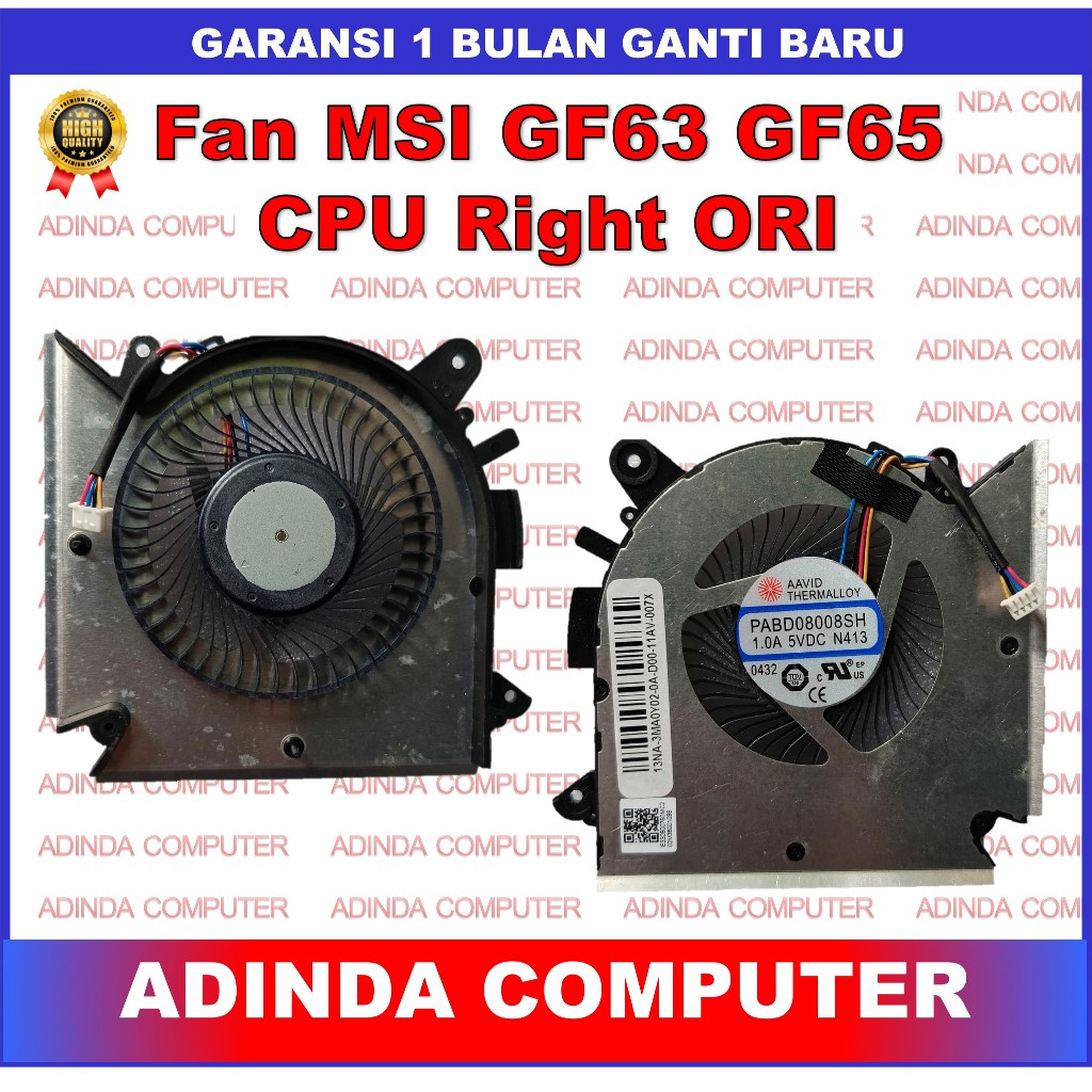 Fan MSI MSI GF63 GF65 9RCX-818 9SC-066 8SC-030 Thin CPU Right ORI