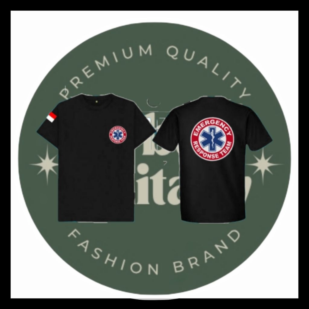 Baju Kaos Pria/Wanita Tulisan Logo Relawan Ambulance/Baju Emergency Respon Team/Baju Ambulance