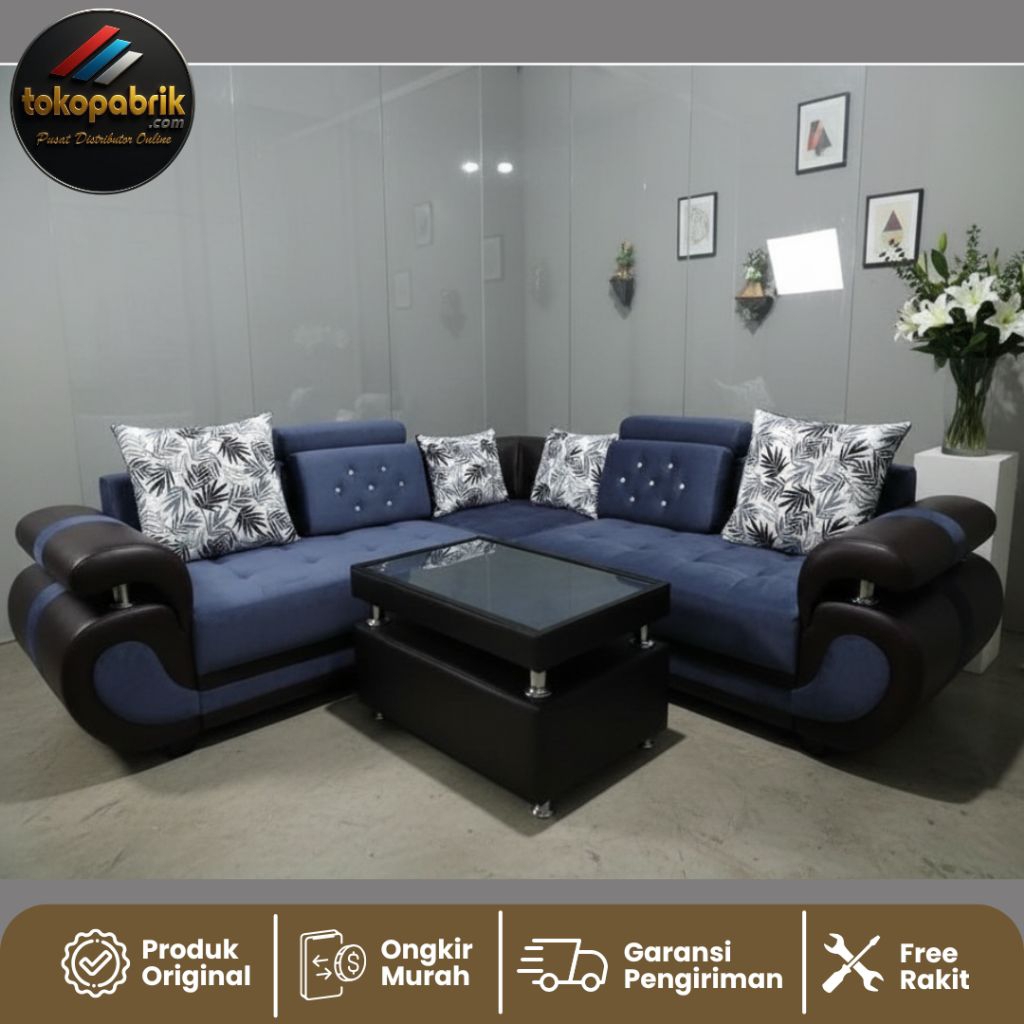 Sofa L Sudut / Sopa L Minimalis - Sofa Tamu Sudut Midili Oscar - Sofa Murah Bandung Garut Tasik Cire