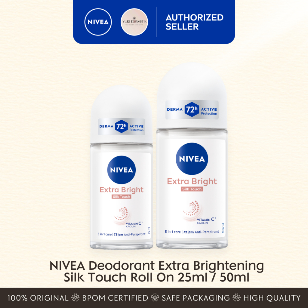 NIVEA Deodorant Roll On Brightening Silk Touch 25ml / 50ml - Mencerahkan & kulit ketiak halus sepert