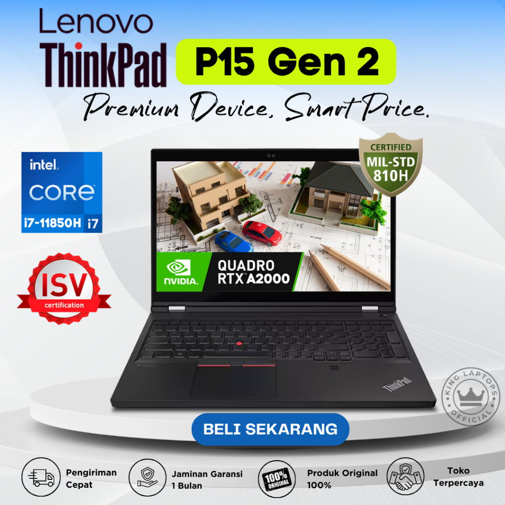Lenovo Thinkpad P15 G2 Core i7-11850H RAM 128GB SSD 1TB Nvidia RTX A2000 Workstation