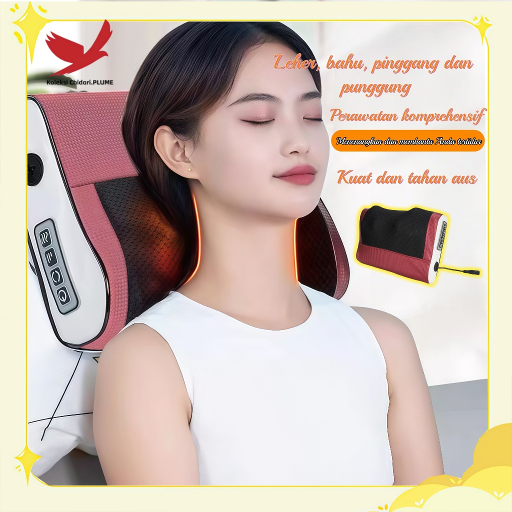 Chidori.PLUME Bantal Pijat Elektrik Pintar – Fitur 20 Titik Pijat + Fitur Panas | Untuk Leher, Pungg