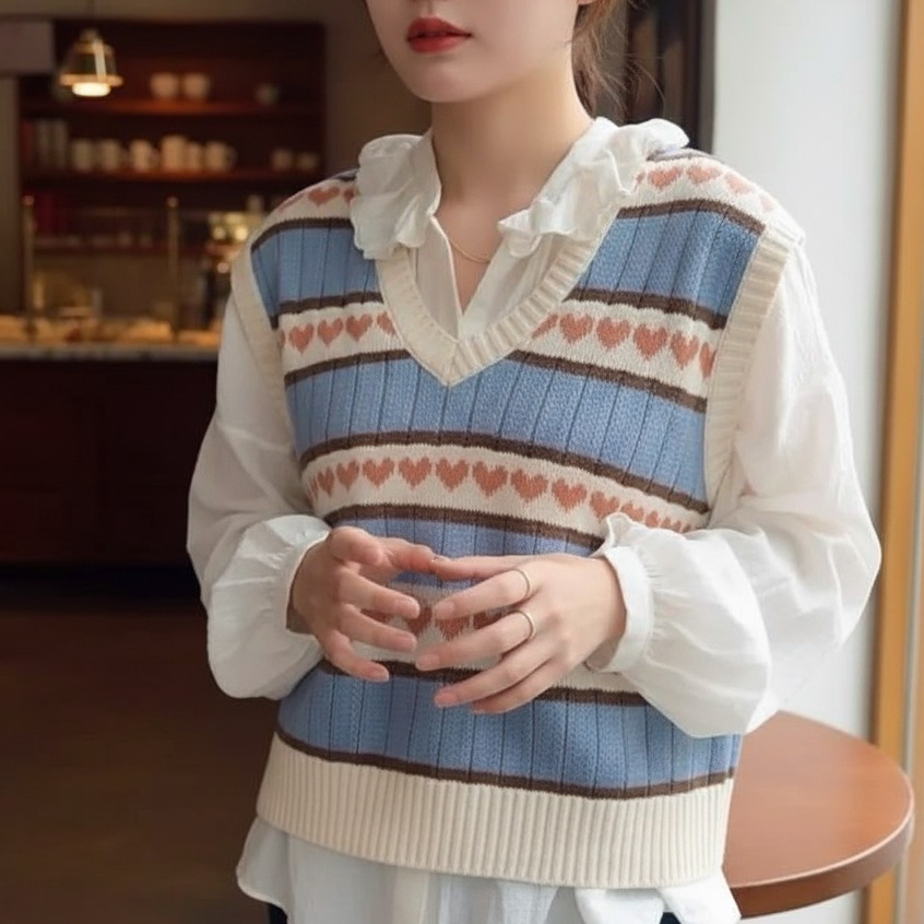 Baju rajut rajut premium rajut kekinian knite murah rajut korean Rompi Vest Love Korean Style