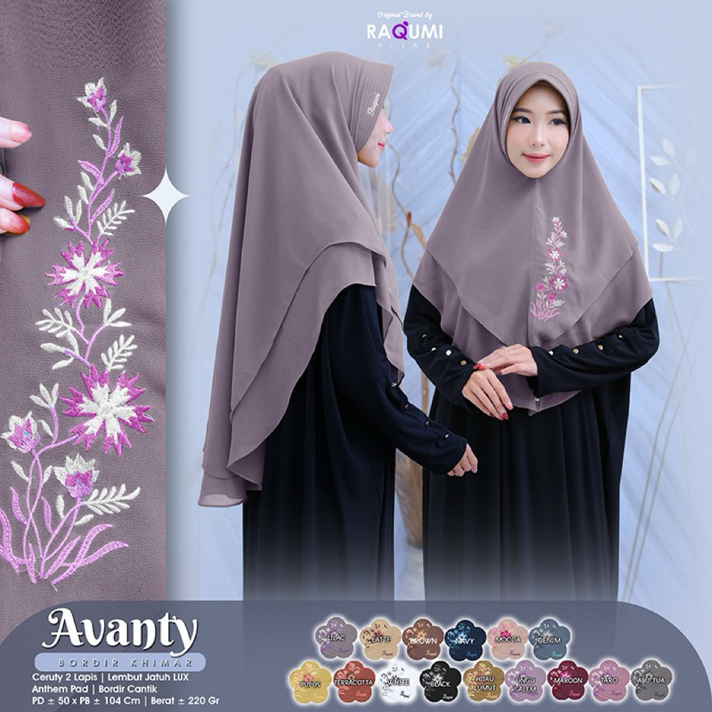 AVANTY BORDIR KHIMAR ORIGINAL BY RAQUMI HIJAB // PREMIUM BORDIR KHIMAR BY RAQUMI HIJAB // HIJAB CERU