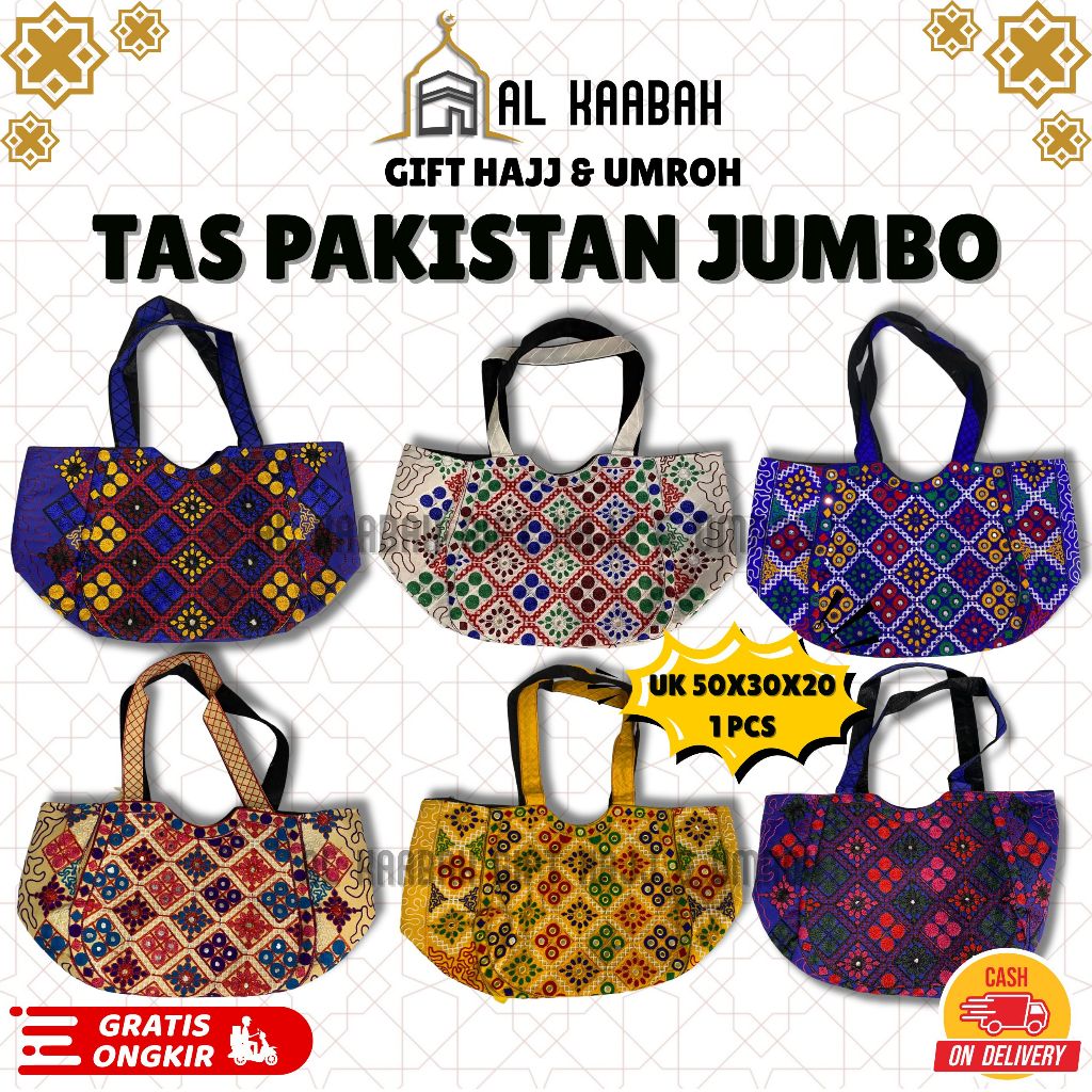 TAS PAKISTAN JUMB0 1 PCS RANDOM UKURAN 50X30X20 TAS ETNIK PAKISTAN UKURAN JUMBO MUAT BANYAK TAS AEST
