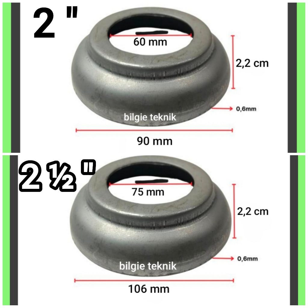 Ring pipa bulat uk. 2 inch kaki tapak ring cembung pipa 1 1/2 in ornamen akksesoris pintu besi