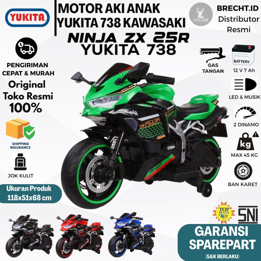 Mainan Anak Motor Aki Yukita 738 Ninja GO & Pacific PT 6611 / Unikid MB 191 Model Ninja ZX250RR Suda
