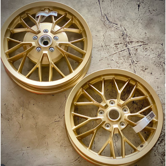 PIAGGIO Y Spoke GOLD 12 inch F & R Set Vespa Sprint Primavera 3v iget abs