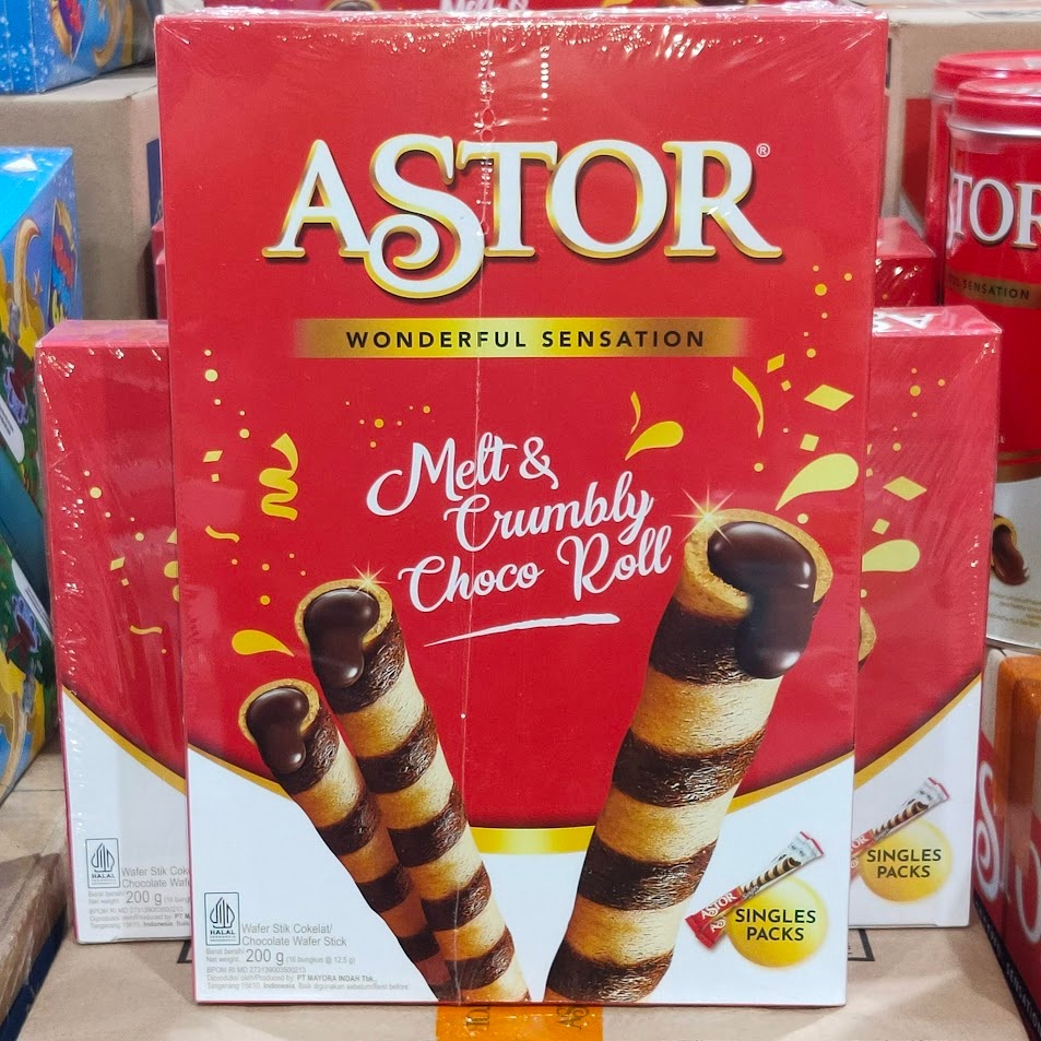 LEBARAN 2026 Astor Festive 1 Box isi 200gr - Wafer Stik Cokelat Chocolate Stick Singles Packs - Dus 