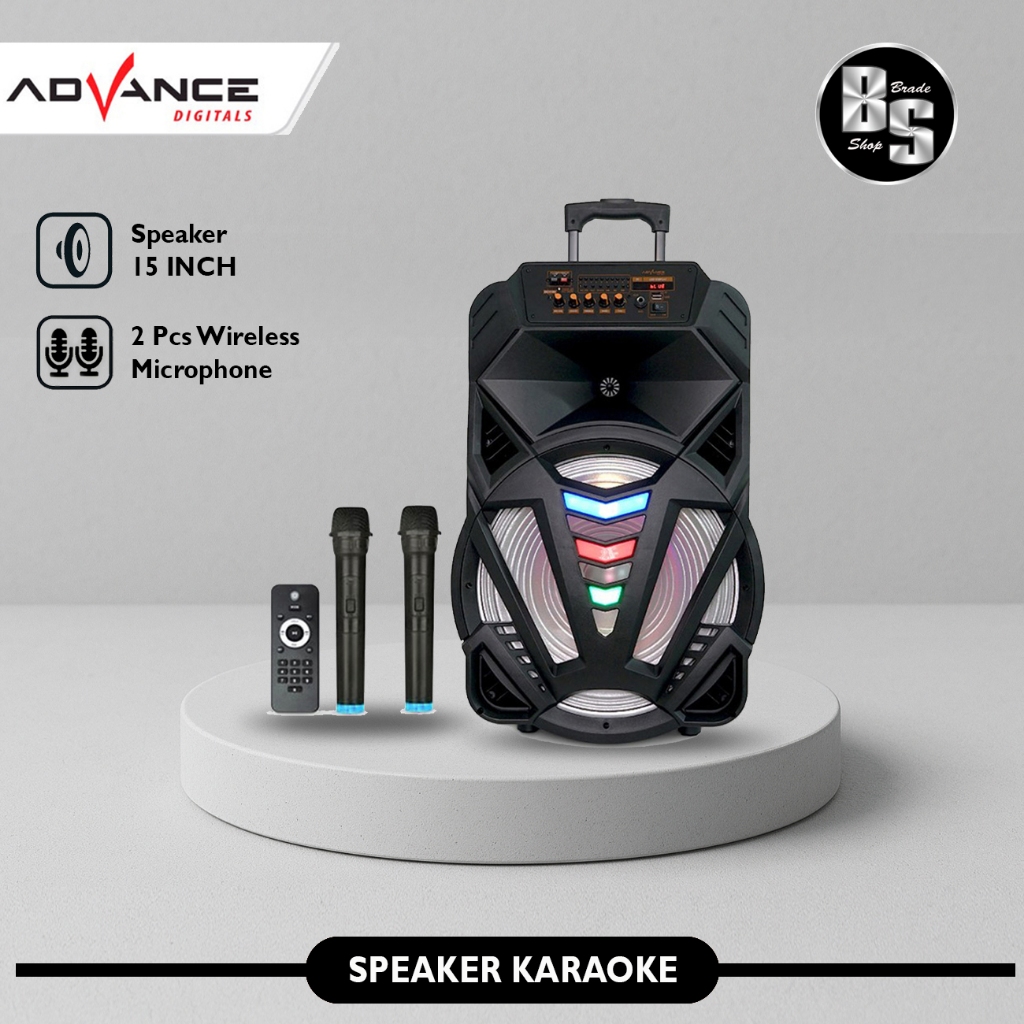 Speaker Bluetooth 15 Inch Advance K1501 + 2 Pcs Microphone Wireless