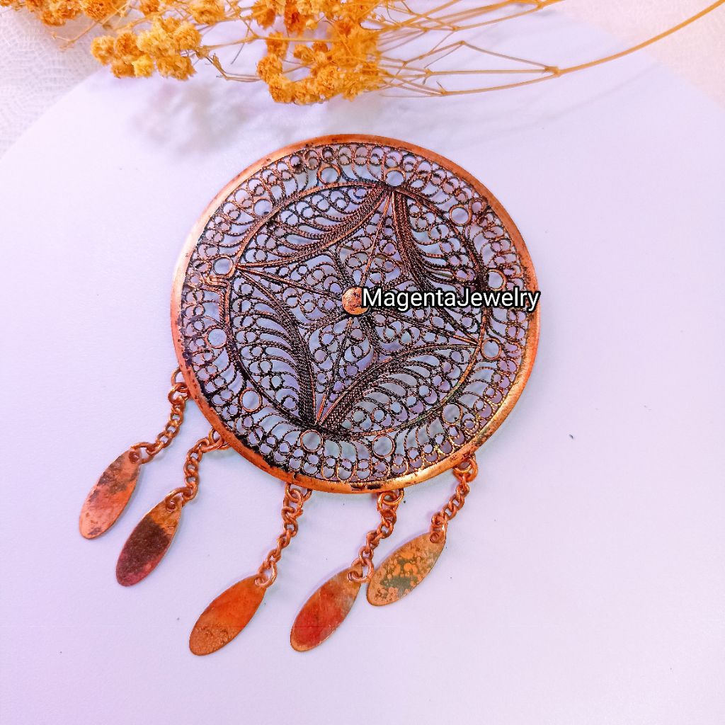 bros premium handmade tembaga bakar perak bakar bros kebaya BTP037