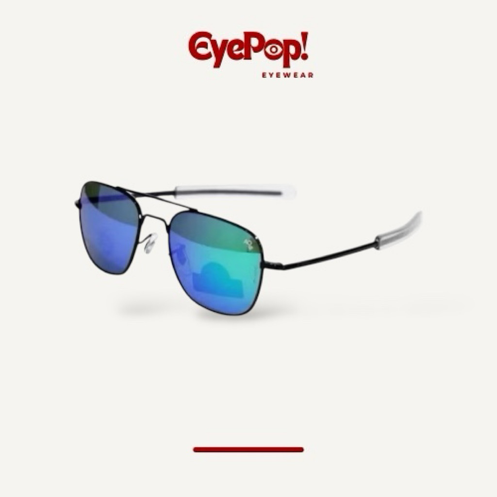 Kacamata Fashion Pria Wanita AO Original Sunglasses Lensa Aviator Anti UV Protection Hitam Elegan