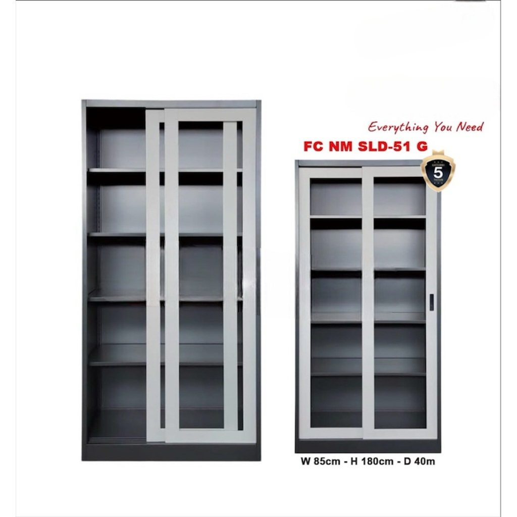 Lemari arsip besi 2 pintu kaca sliding AA19SL