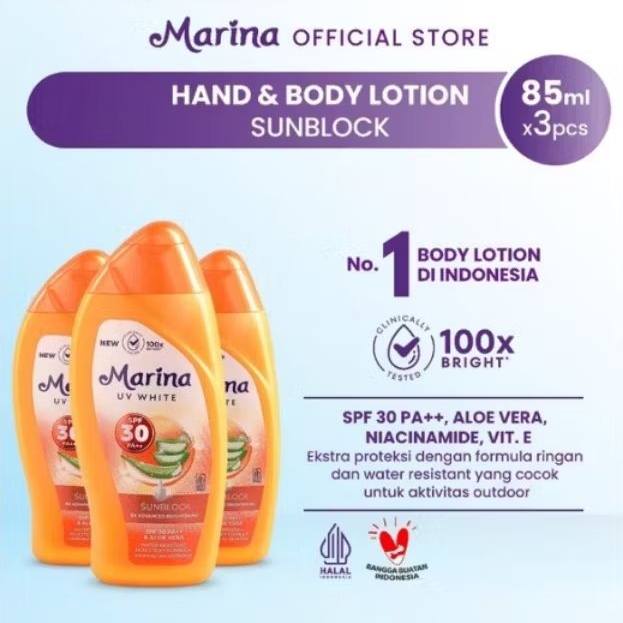 MARINA SUNBLOCK SPF 30 PA++ Marina Sunscreen untuk badan Marina sunblock