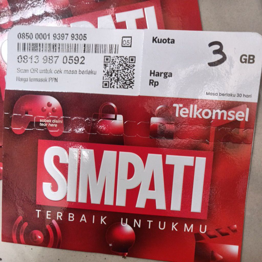 perdana Telkomsel 3 GB, exp mei 2026