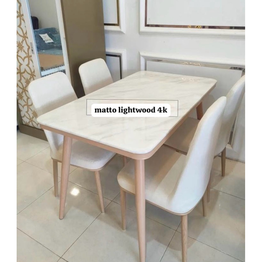 Meja Makan Marmer + Kursi, Meja Makan Besi, Meja Makan Minimalis