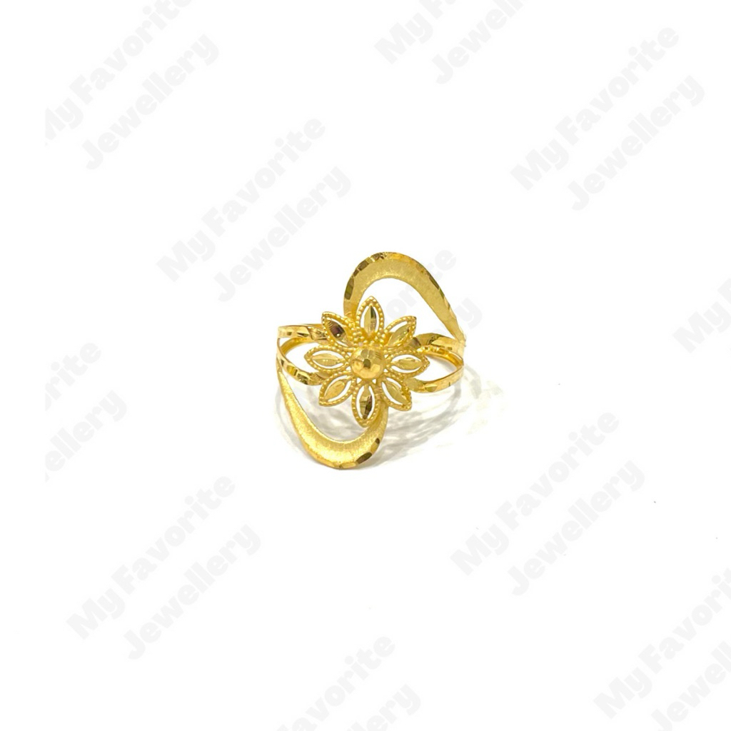 Cincin Krawang Bunga Matahari Uk16 Emas Asli Kadar 700 16K