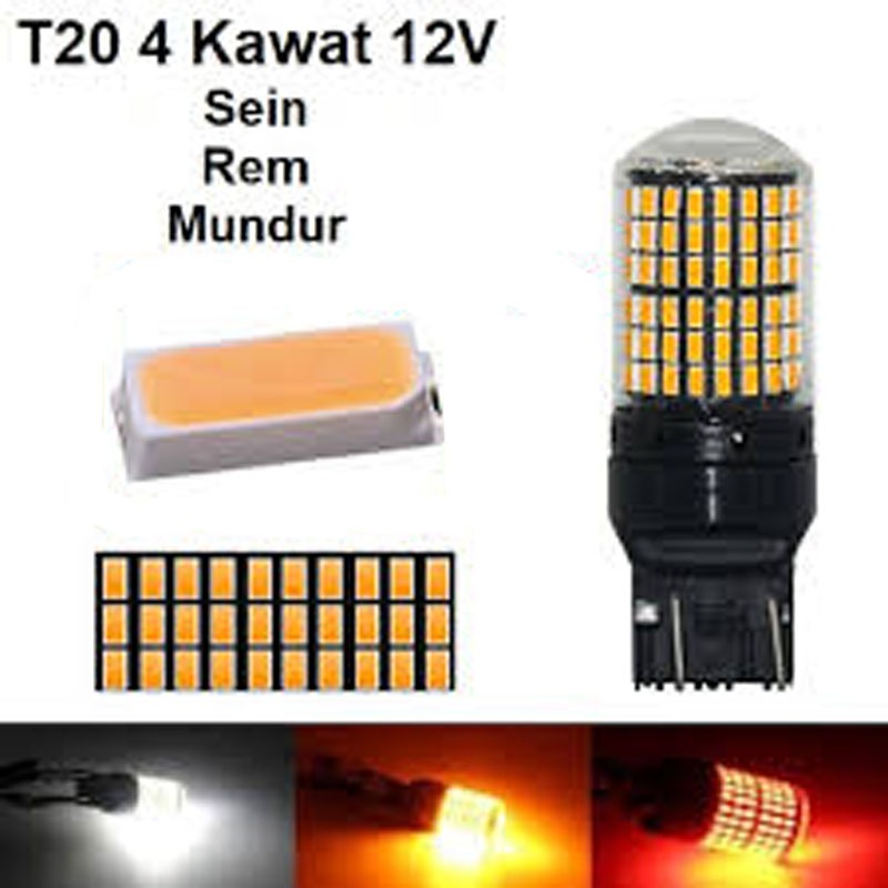 LAMPU LED SEIN MUNDUR S25 BAYONET 7443 7440 T20 T 20 144 LED SMD 144 PnP