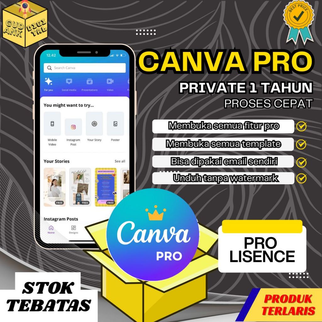 CANVA PRO 1 TAHUN  TEMPLATE PREMIUM UNLOCK FITUR PRO