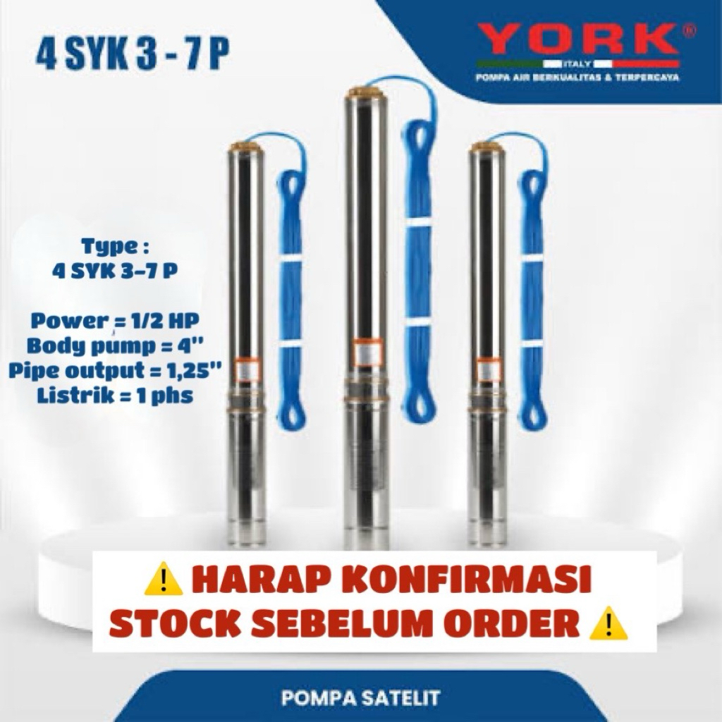 POMPA SUBMERSIBLE YORK 4 SYK 3-7 1 PHASE 1/2 HP // POMPA CELUP YORK 4SYK 3-7 1PHASE 1/2 HP // POMPA 