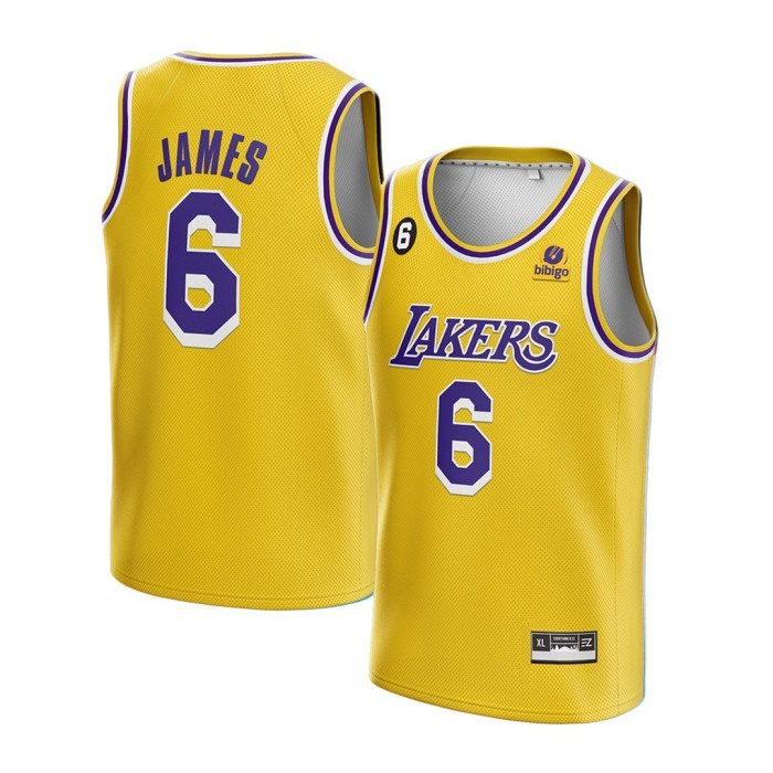 [ORIGINAL] Jersey James LA Lakers #6 KUNING YELLOW -  Swingman Bola Basket  Baju Kaos T-Shirt Tshirt